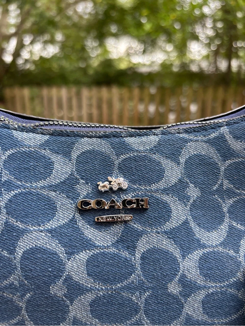 Coach Denim Signature Canvas Shoulder Bag in Blue